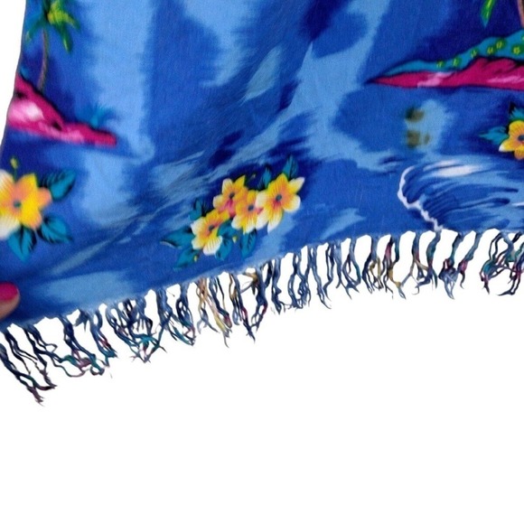 KOKO KNOT Multicolor Summer Beach Wrap Coverup With Fringe Floral Palm Tree - Picture 2 of 8